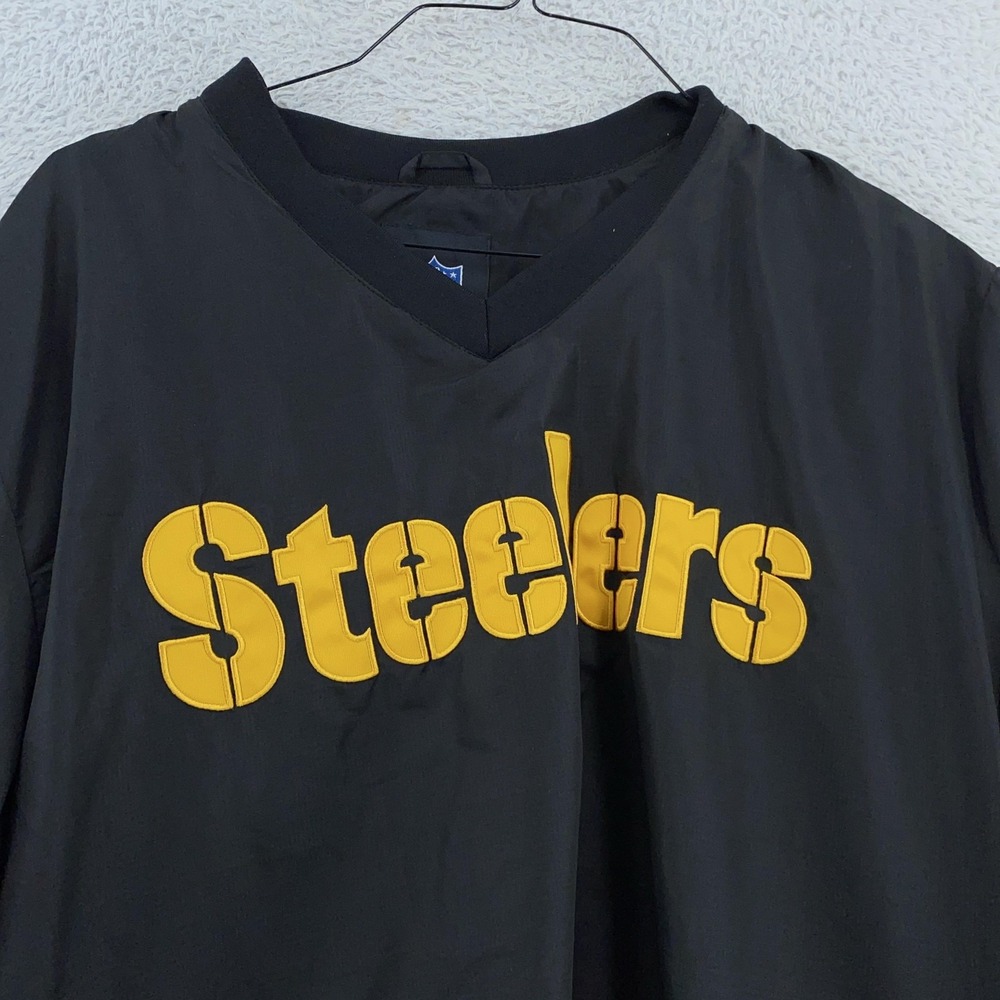 Pittsburgh Steelers Jacket Mens XL Black‎ NFL Football Pullover Windbreaker GIII